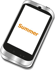Image showing summer word on smart phone screen, holiday concept