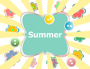 Image showing Summer theme with floral over bright multicolored background