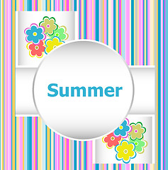 Image showing Beautiful summer floral invitation card. summer holiday, flowers and abstract lines set