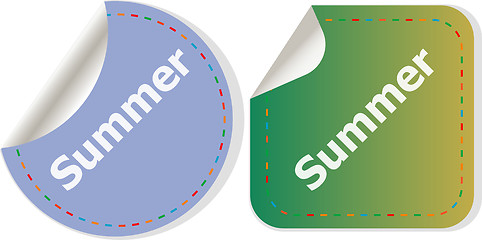 Image showing Word summer concept on button. Banner, web button or message for online web site, presentation or application