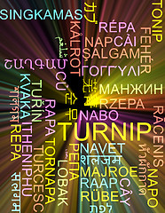 Image showing Turnip multilanguage wordcloud background concept glowing