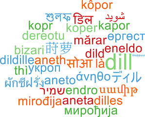 Image showing Dill multilanguage wordcloud background concept