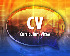 Image showing CV acronym word speech bubble illustration