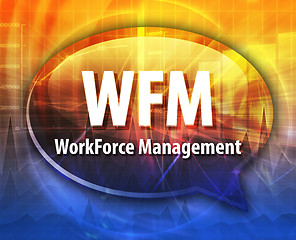 Image showing WFM acronym word speech bubble illustration