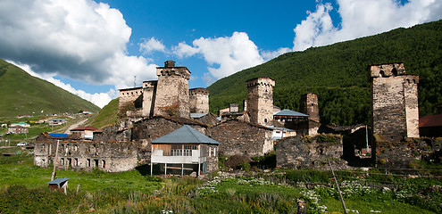 Image showing Towers in mountain village