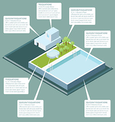 Image showing Vector 3d Flat Isometric Roof With Water Pool