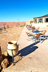 Image showing potted  in    valley  morocco  the atlas dry mountain 