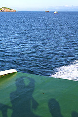 Image showing  blue lagoon  stone in thailand kho tao boat prow