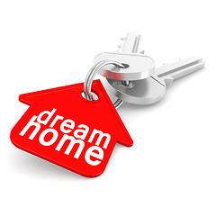 Image showing House keys with Red House Key Chain