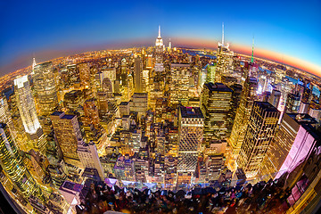 Image showing New York City Manhattan downtown skyline.