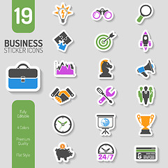 Image showing Business Strategy Icon Sticker Set