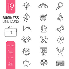 Image showing Business Strategy Thin Lines Web Icon Set