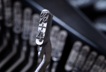 Image showing 4 hammer - old manual typewriter - cold blue filter