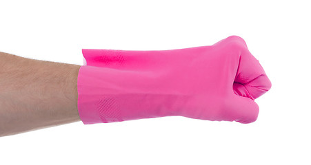 Image showing Fist hand in latex glove