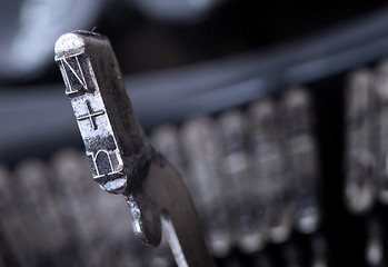 Image showing N hammer - old manual typewriter - cold blue filter