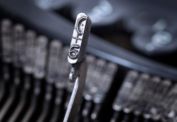 Image showing 6 hammer - old manual typewriter - cold blue filter