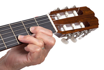 Image showing Old hand and guitar isolated