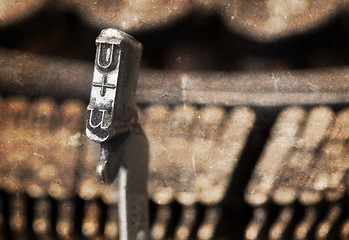 Image showing U hammer - old manual typewriter - warm filter