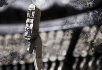 Image showing I hammer - old manual typewriter - mystery smoke