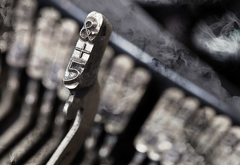 Image showing 5 and ampersand hammer - old manual typewriter - mystery smoke