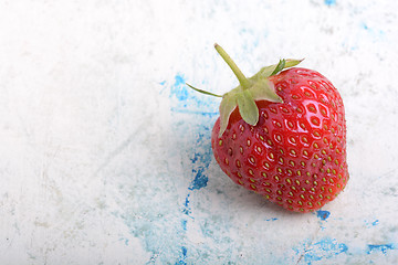 Image showing Close up of Korea strawberry with green leaves
