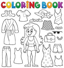Image showing Coloring book girl with clothes theme 1