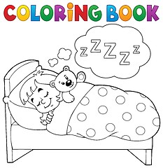 Image showing Coloring book sleeping child theme 1