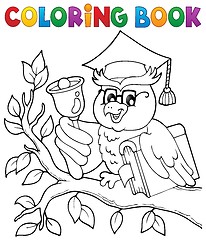 Image showing Coloring book owl teacher theme 1