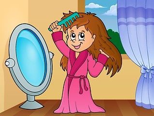 Image showing Girl combing hair theme 2