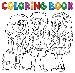 Image showing Coloring book with school pupils
