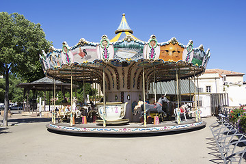 Image showing Vintage wooden carousel