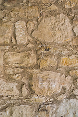 Image showing Aged crag Stone wall texture or background