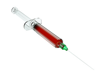 Image showing Medical syringe with drugs top side view isolated 