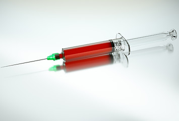 Image showing Medical squirt or syringe close up