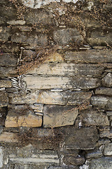 Image showing Old weathered stone wall texture or background