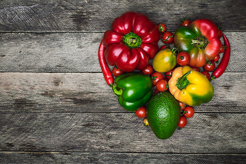 Image showing Fresh vegetables heart shape as healthy eating concept