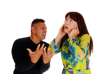 Image showing Middle age couple arguing.