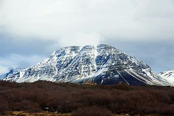 Image showing Snowy volcanic landscape on the Snaefellsnes peninsula