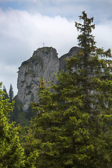 Image showing View to a summit cross in Bavarian Alps