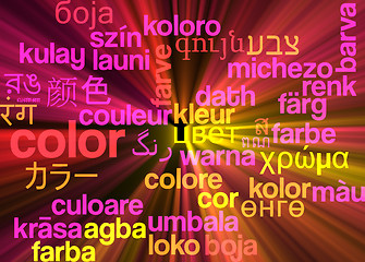 Image showing Color multilanguage wordcloud background concept glowing