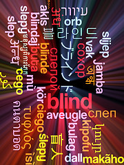 Image showing Blind multilanguage wordcloud background concept glowing
