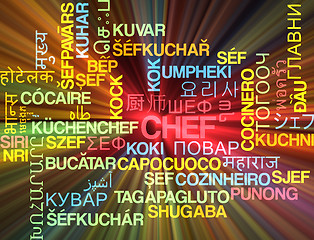 Image showing Chef multilanguage wordcloud background concept glowing