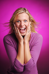 Image showing surprised pretty sexy blond hair young woman