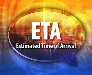 Image showing ETA acronym word speech bubble illustration