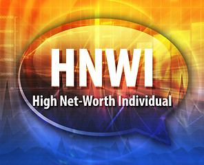 Image showing HNWI acronym word speech bubble illustration