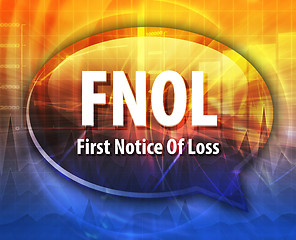 Image showing FNOL acronym word speech bubble illustration