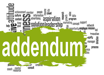 Image showing Addendum word cloud with green banner