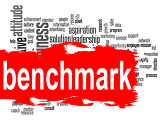 Image showing Benchmark word cloud with red banner