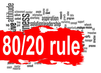 Image showing Rule 80 20 word cloud with red banner