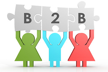 Image showing B2B - Business to Business puzzle in a line